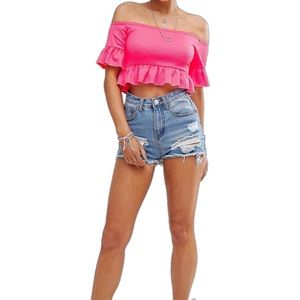 HWB02/A84 - PLT Hot Pink Crop Top (multiple sizes)